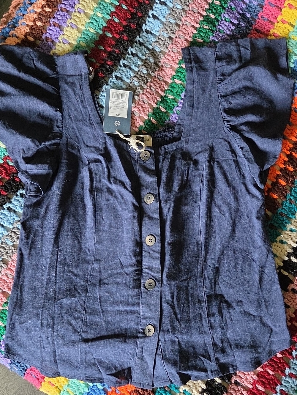 Universal Thread Navy Blue Linen Blend Blouse. NWT